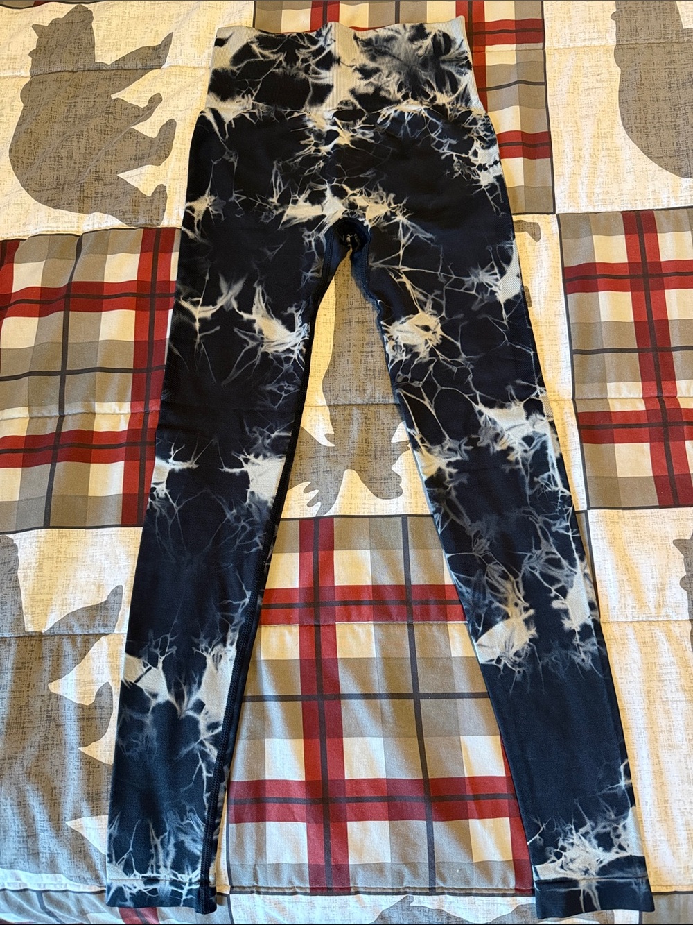 SHEIN Black & White Tie-Dye High-Waist Jeggings